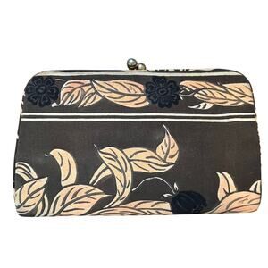 Emilio Pucci Printed Clutch Floral Kiss Lock Bag Brown Neutral Vintage